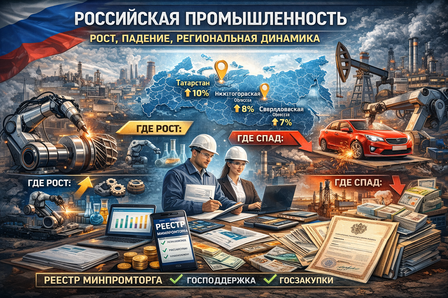 Российская промышленность: рост, падение и регионы