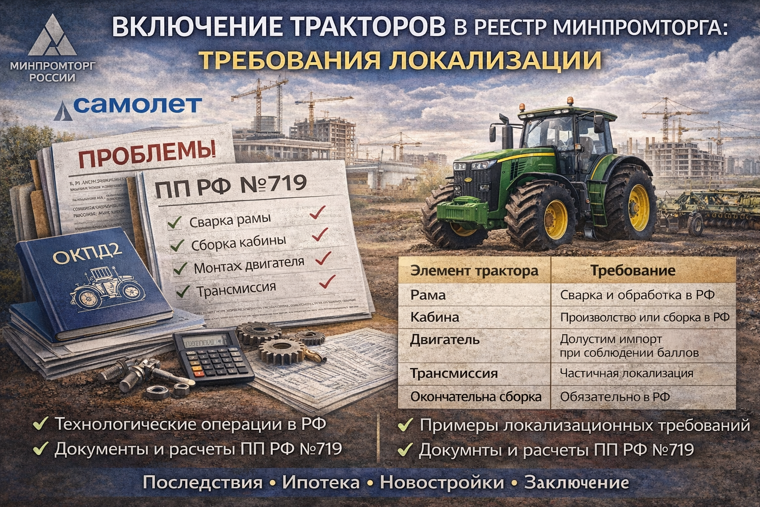 Включение тракторов в реестр Минпромторга: требования локализации