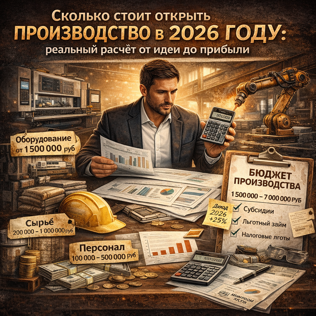 Сколько стоит открыть производство в 2026 году