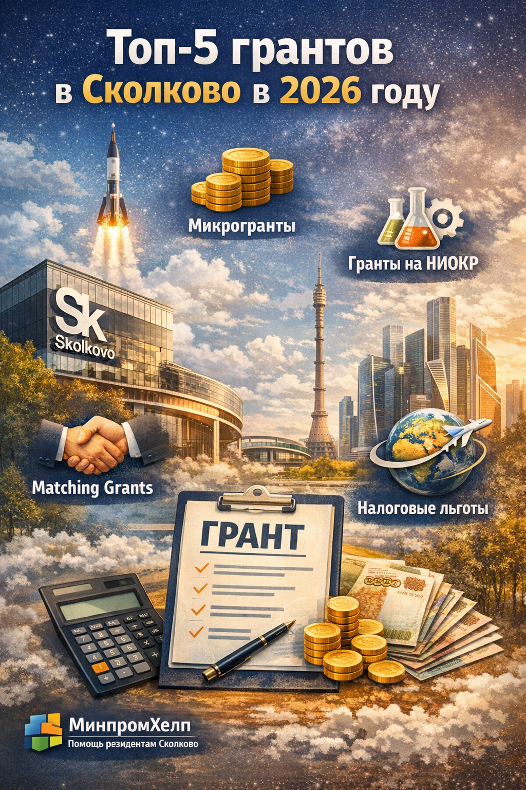 Гранты Сколково 2026: топ-5 мер поддержки резидентов