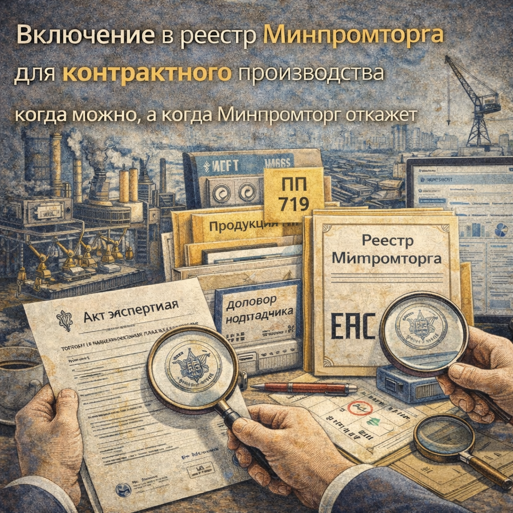 Включение в реестр Минпромторга для контрактного производства и аутсорсинга: когда можно, а когда Минпромторг откажет