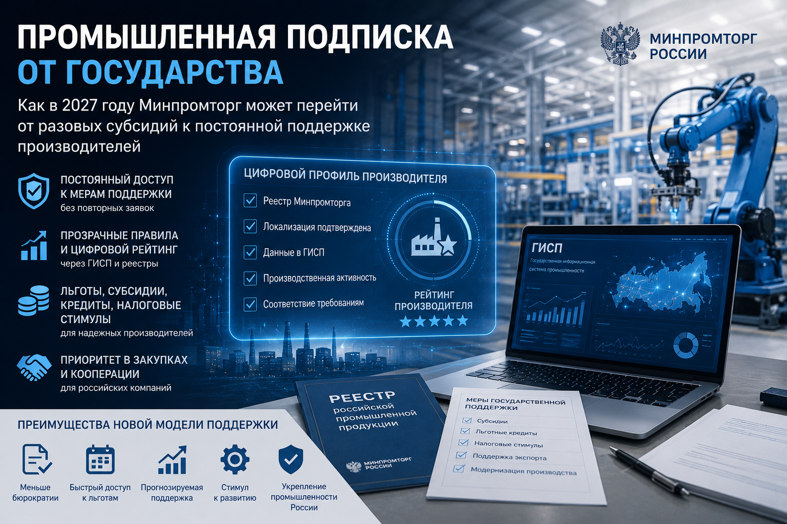 Промышленная подписка от государства: как в 2027 году Минпромторг может перейти от разовых субсидий к постоянной поддержке производителей