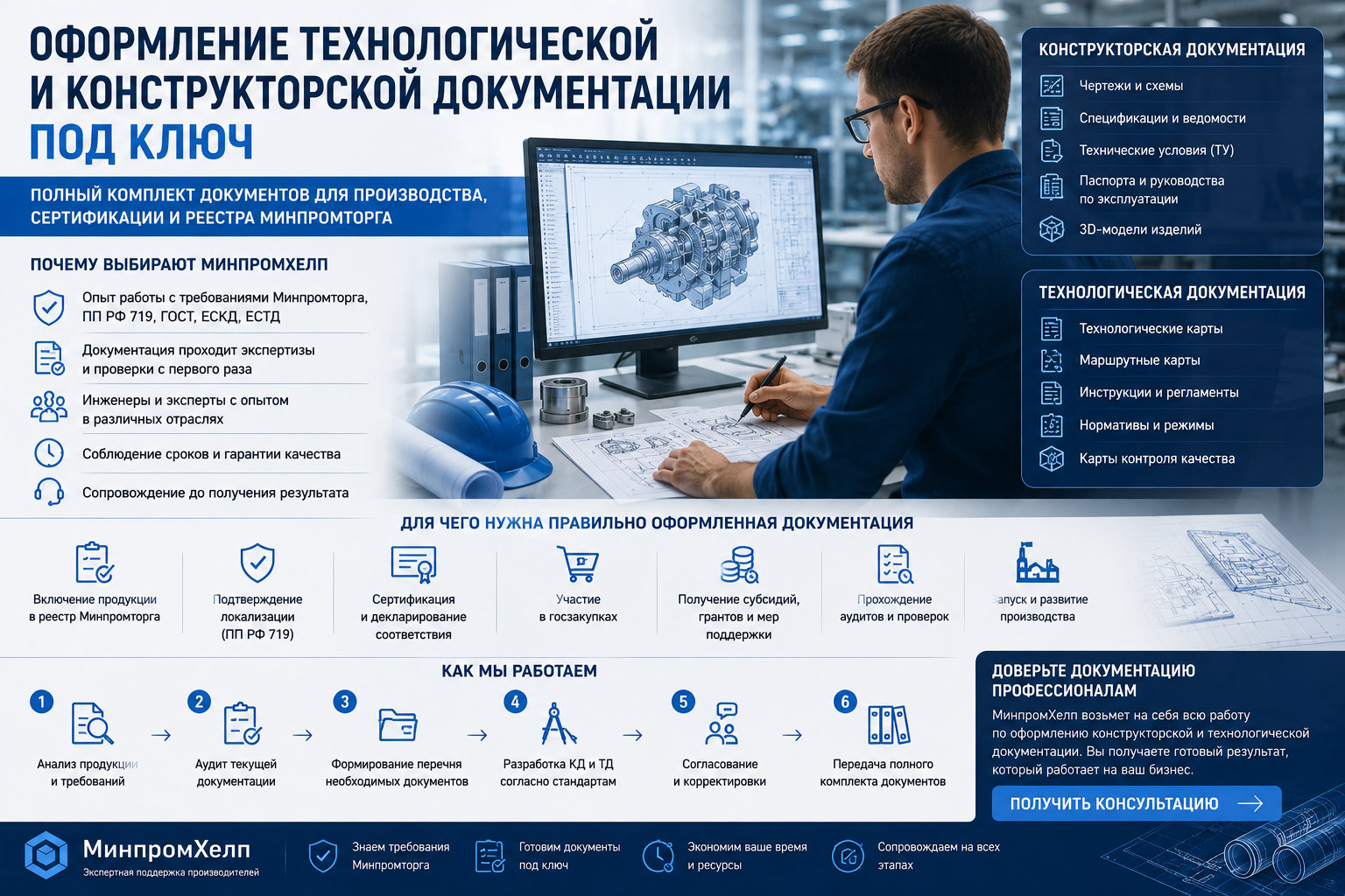 Оформление технологической и конструкторской документации под ключ — разработка, требования и сопровождение