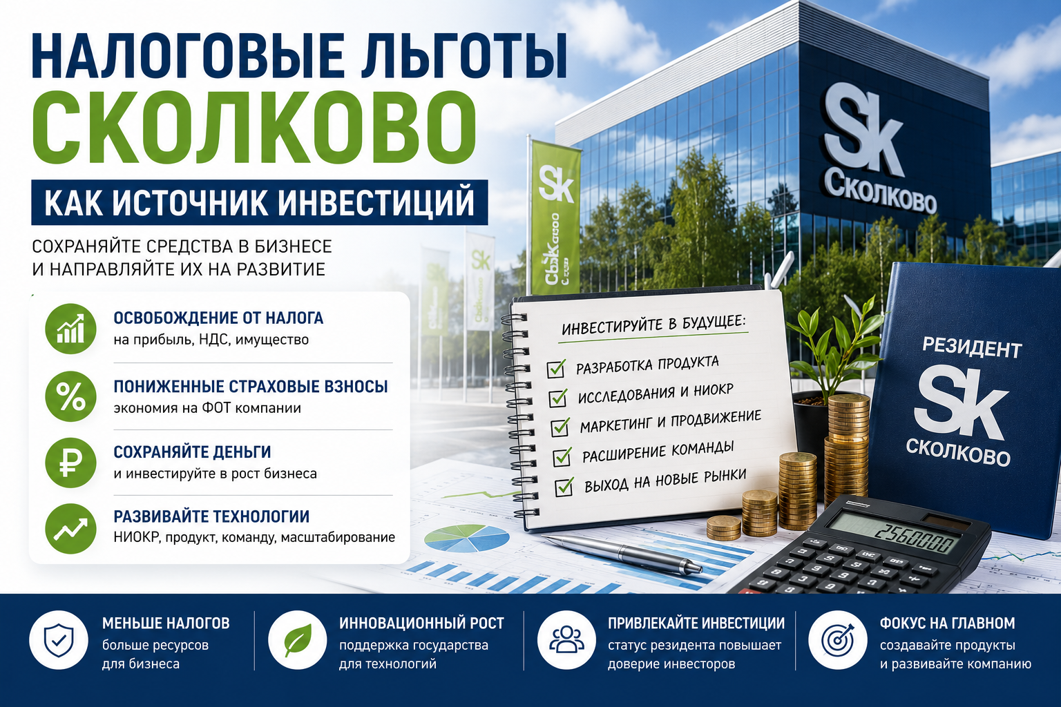 Налоговые льготы Сколково как источник инвестиций: сколько средств компания может направить на развитие вместо налогов