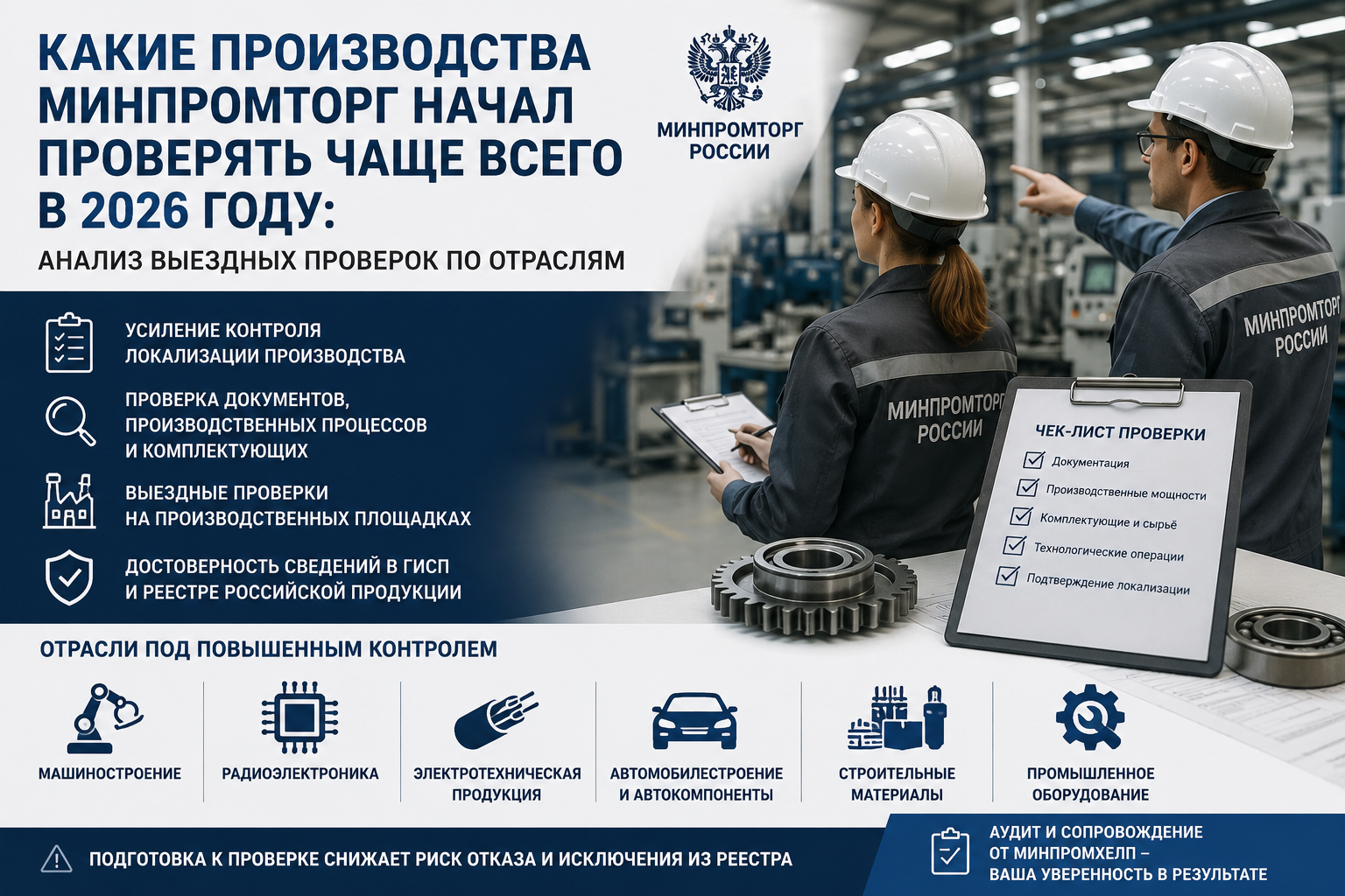 Какие производства Минпромторг начал проверять чаще всего в 2026 году: анализ выездных проверок по отраслям