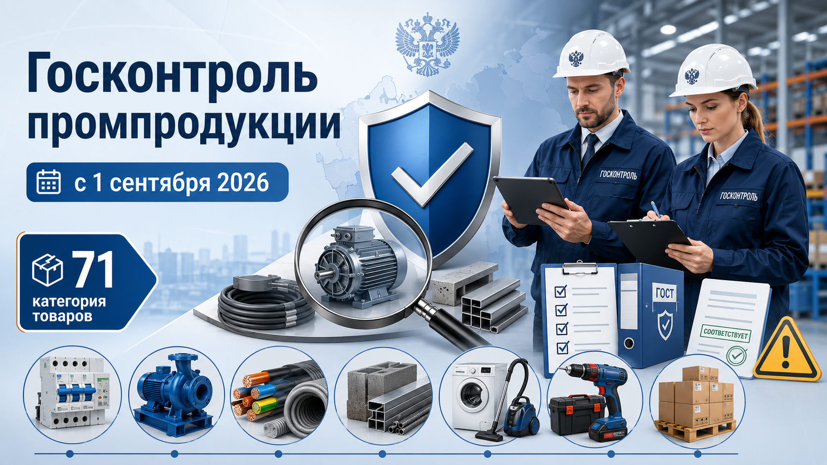 Новый госконтроль за промышленной продукцией с 1 сентября 2026: под надзор попал 71 вид товаров