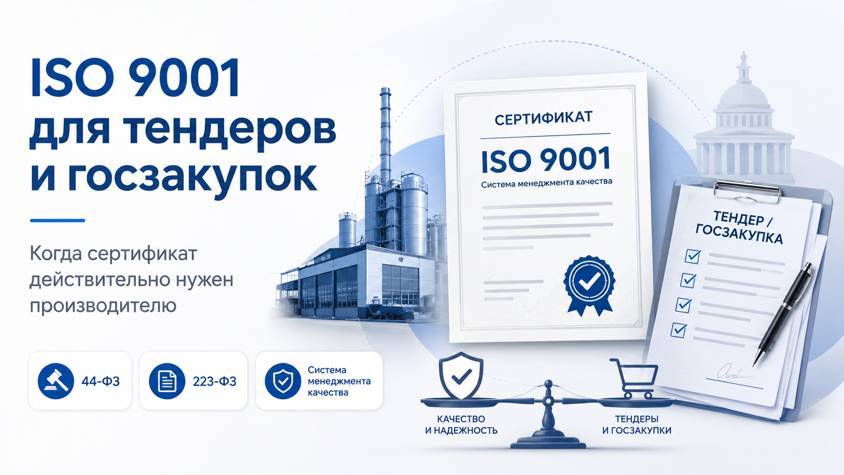 ISO 9001 для тендеров и госзакупок: когда сертификат действительно нужен производителю