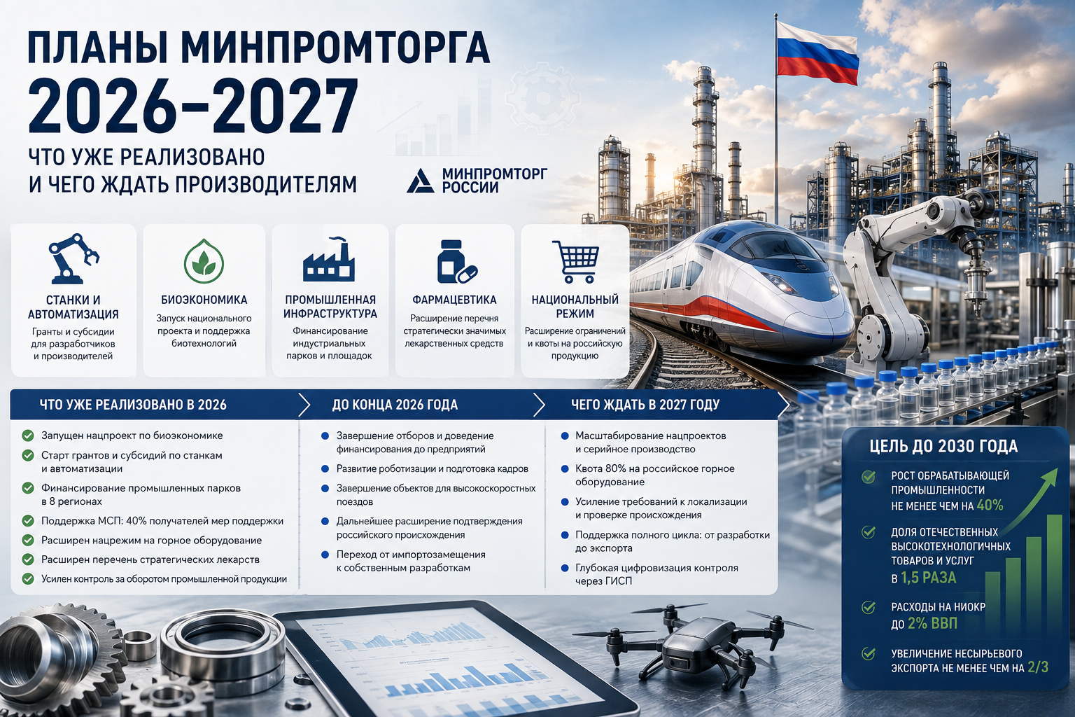 Планы Минпромторга на 2026–2027 годы: что уже сделано