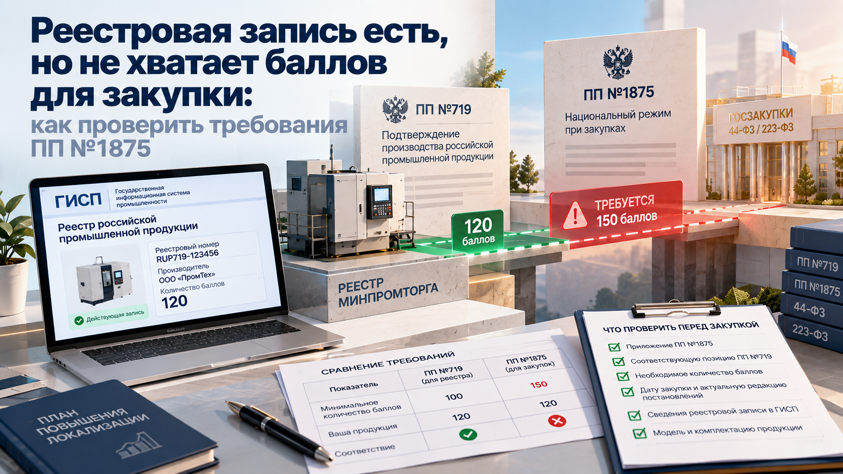 Реестровая запись есть, но не хватает баллов для закупки: как проверить требования ПП №1875