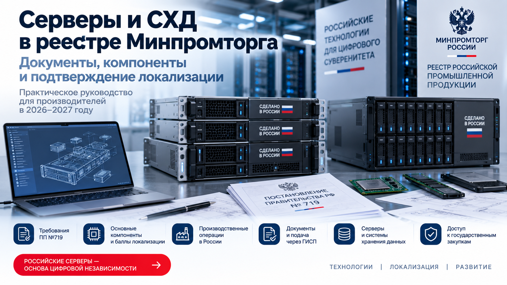 Реестр Минпромторга для серверов и систем хранения данных: документы, компоненты и подтверждение локализации