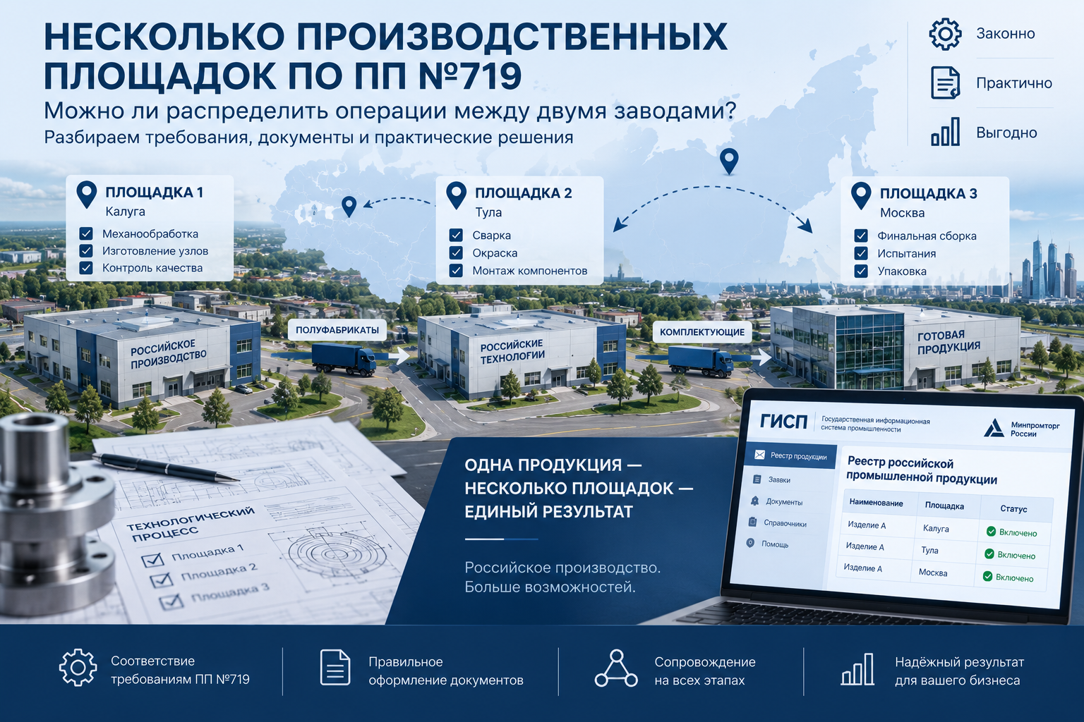 Несколько производственных площадок по ПП №719: как распределить операции