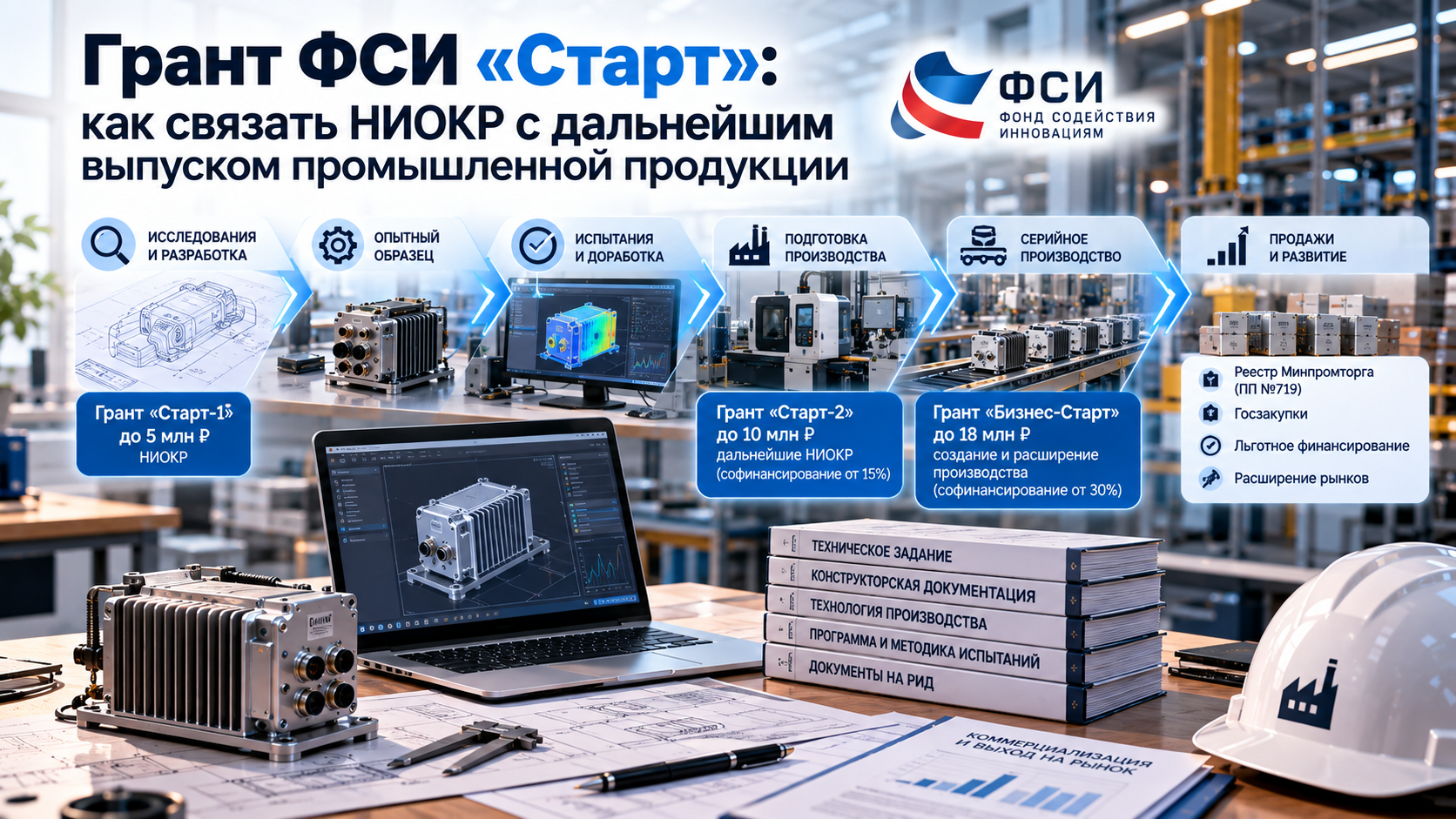 Грант ФСИ «Старт»: как связать НИОКР с дальнейшим выпуском промышленной продукции