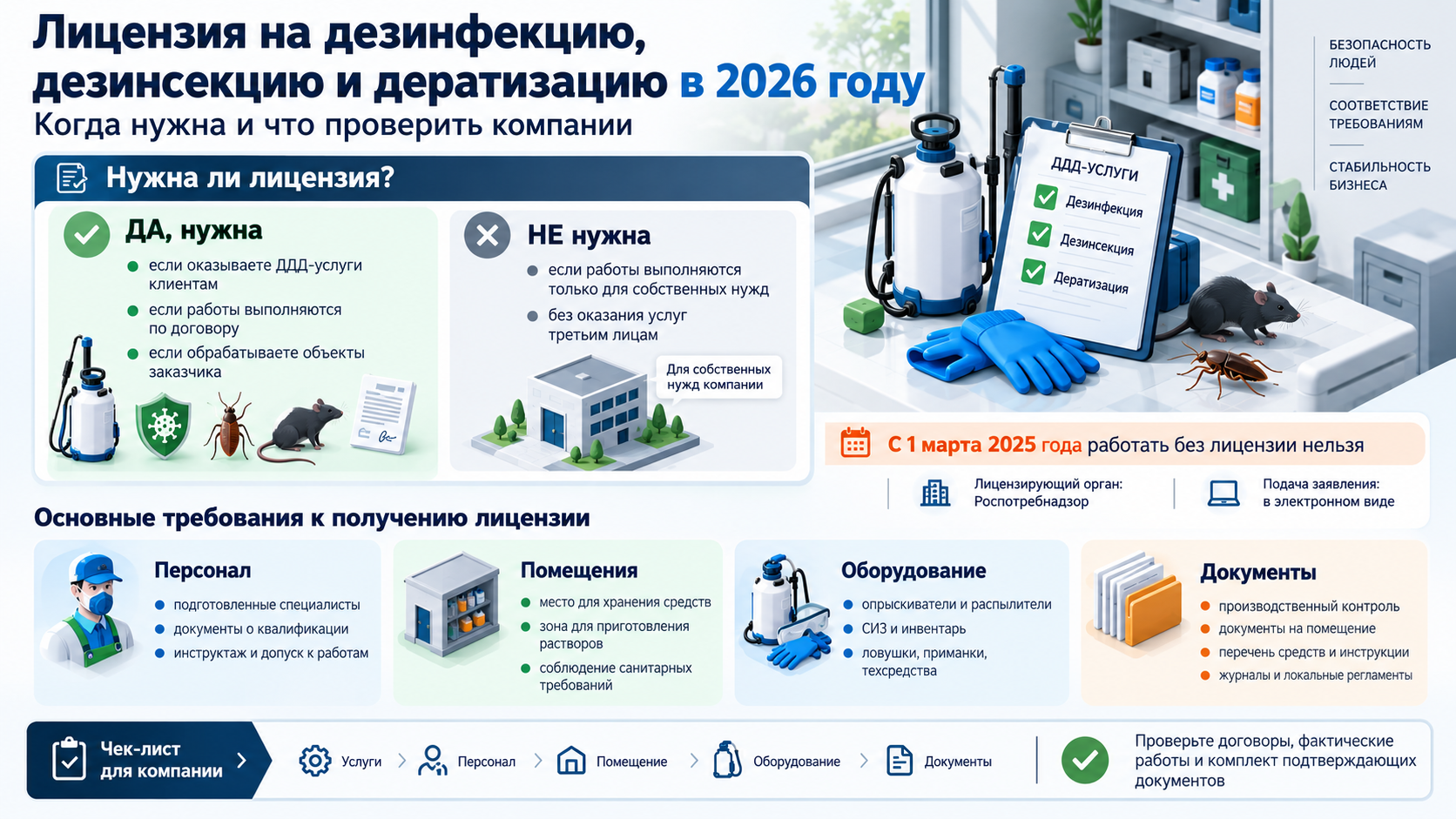 Лицензирование дезинфекции, дезинсекции и дератизации: как определить применимые требования