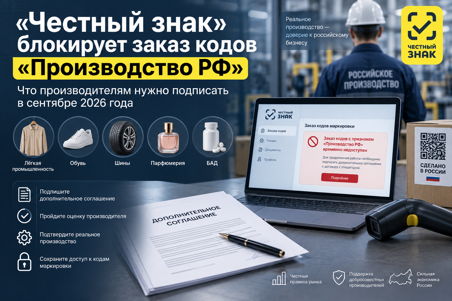 Честный знак: блокировка кодов «Производство РФ»